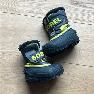 Sorel Kids' Boots - Black and Neon Green